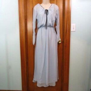 Zara Lt Blue Dress Maxi/Midi Blouson Sheer Chiffon Lined Fairycore Size Med